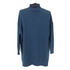 Basin + Range Oversized Mock Neck Tunic Sweater Women's Small Blue Casual Knit